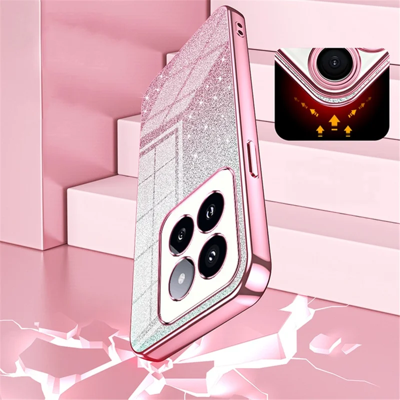 For Xiaomi 14 Pro Drop Proof Glitter Shell Precise Cutout TPU Cell Phone Case - Black