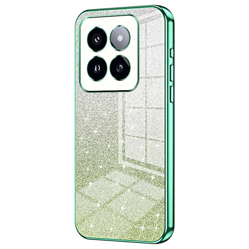 Per Xiaomi 14 Pro Guscio di cellulare in TPU a prova di caduta con glitter preciso - Verde