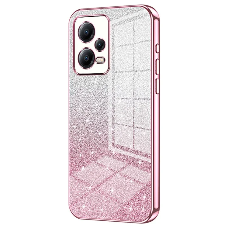 Pour Xiaomi Redmi Note 12 5G (Global) / (Inde) / Poco X5 5G Étui de téléphone portable anti-chute avec découpes précises en TPU - Rose
