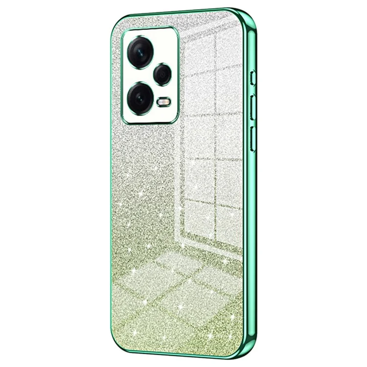 Back Shell for Xiaomi Redmi Note 12 Pro+ 5G Precise Cutout Gradient Glitter TPU Cell Phone Case - Green