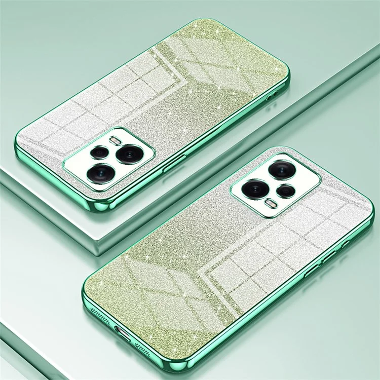 Back Shell for Xiaomi Redmi Note 12 Pro+ 5G Precise Cutout Gradient Glitter TPU Cell Phone Case - Green