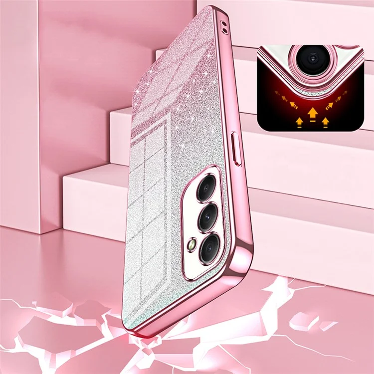 For Samsung Galaxy A34 5G Cell Phone Cases Electroplating Gradient Glitter TPU Cover - Pink