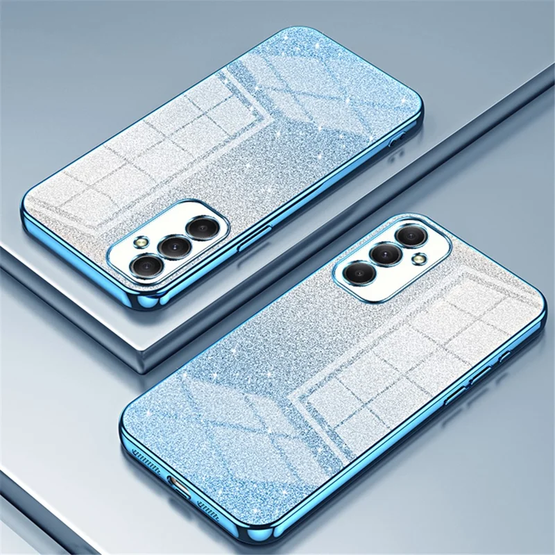 For Samsung Galaxy A34 5G Cell Phone Cases Electroplating Gradient Glitter TPU Cover - Blue