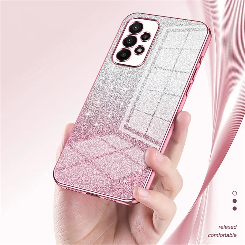 For Samsung Galaxy A23 4G / A23 5G (Global Version) Case Glitter Design TPU Precise Cutout Phone Shell - Pink