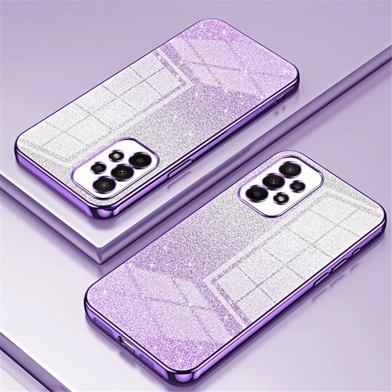 Für Samsung Galaxy A23 4G / A23 5G (Globale Version) Glitter Design TPU Präzisionsausschnitt Handyhülle - Lila