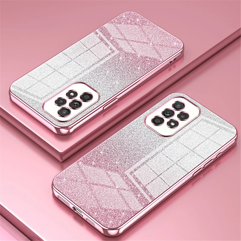Per Samsung Galaxy A33 5G Case Precise Cutout Gradient Glitter Design Phone Back Protector - Rosa