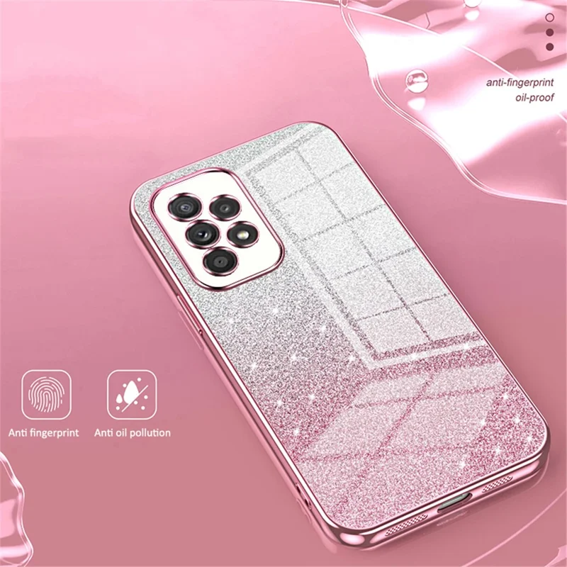 Per Samsung Galaxy A33 5G Case Precise Cutout Gradient Glitter Design Phone Back Protector - Rosa