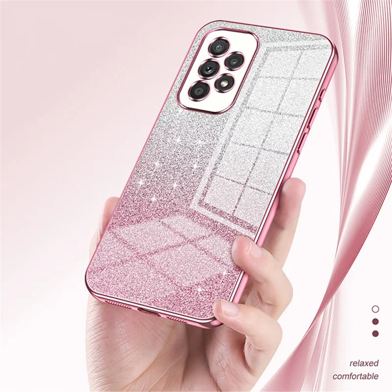 Per Samsung Galaxy A33 5G Case Precise Cutout Gradient Glitter Design Phone Back Protector - Rosa