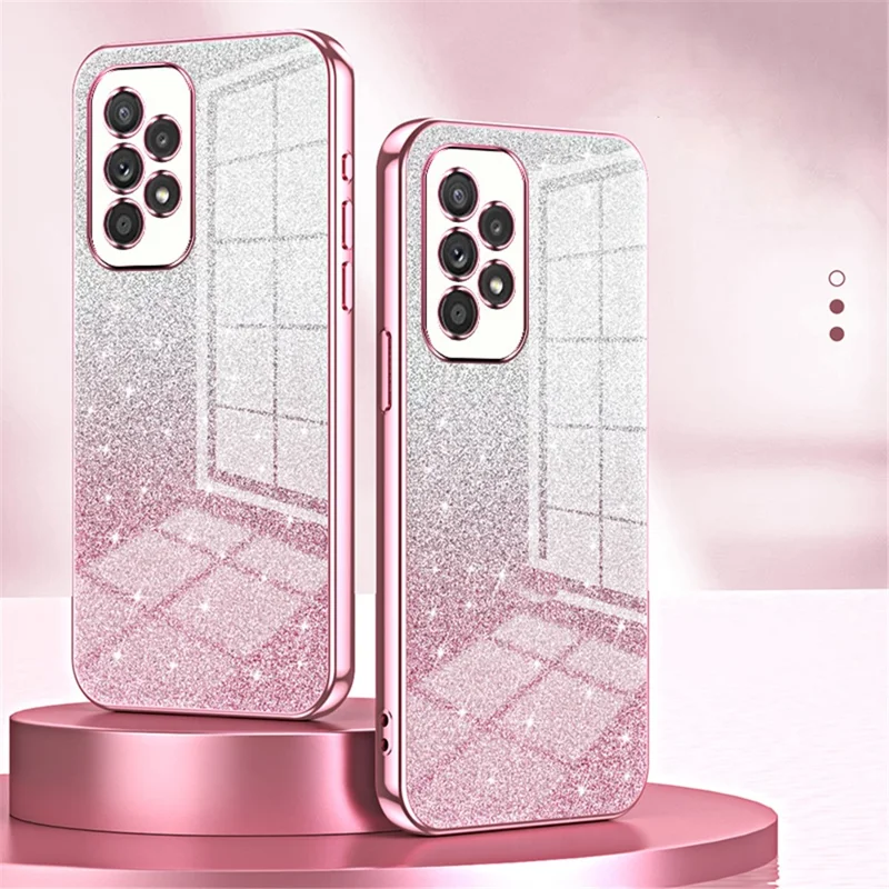 Per Samsung Galaxy A33 5G Case Precise Cutout Gradient Glitter Design Phone Back Protector - Rosa