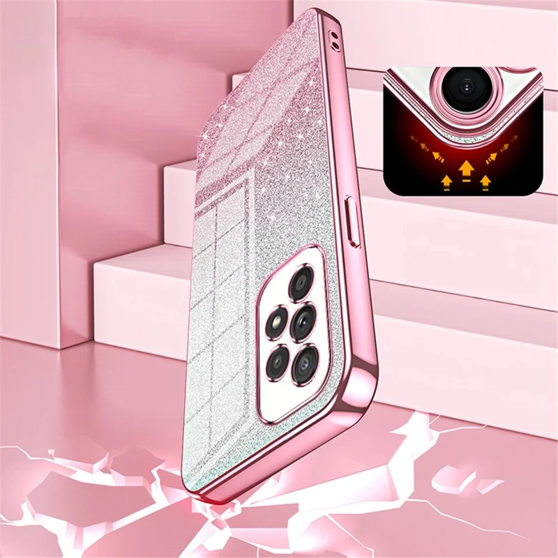 For Samsung Galaxy A33 5G Case Præcis Udsnit Gradient Glitter Design Telefon Bagd Beskytter - Sort