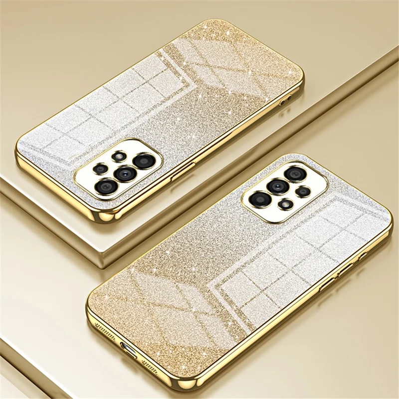 For Samsung Galaxy A53 5G Phone Case Electroplated Soft TPU Precise Cutout Back Shell Cover - Gold
