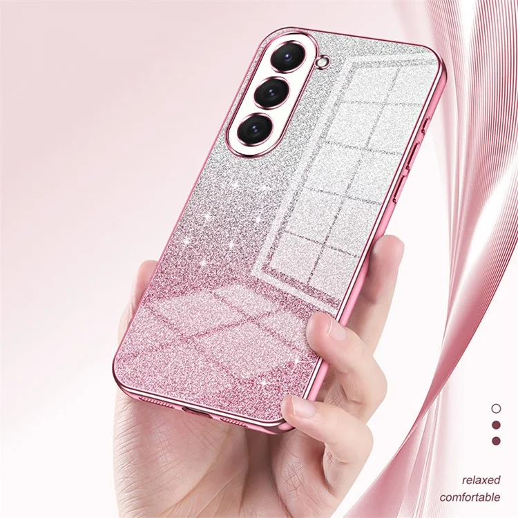 Für Samsung Galaxy S23 Slim-Fit Glitzer-Hülle mit präzisen Aussparungen, TPU-Handyhülle - Pink