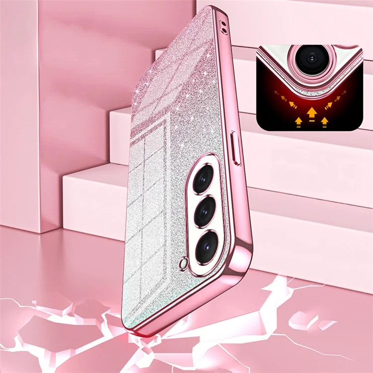 Für Samsung Galaxy S23 Slim-Fit Glitzer-Hülle mit präzisen Aussparungen, TPU-Handyhülle - Pink