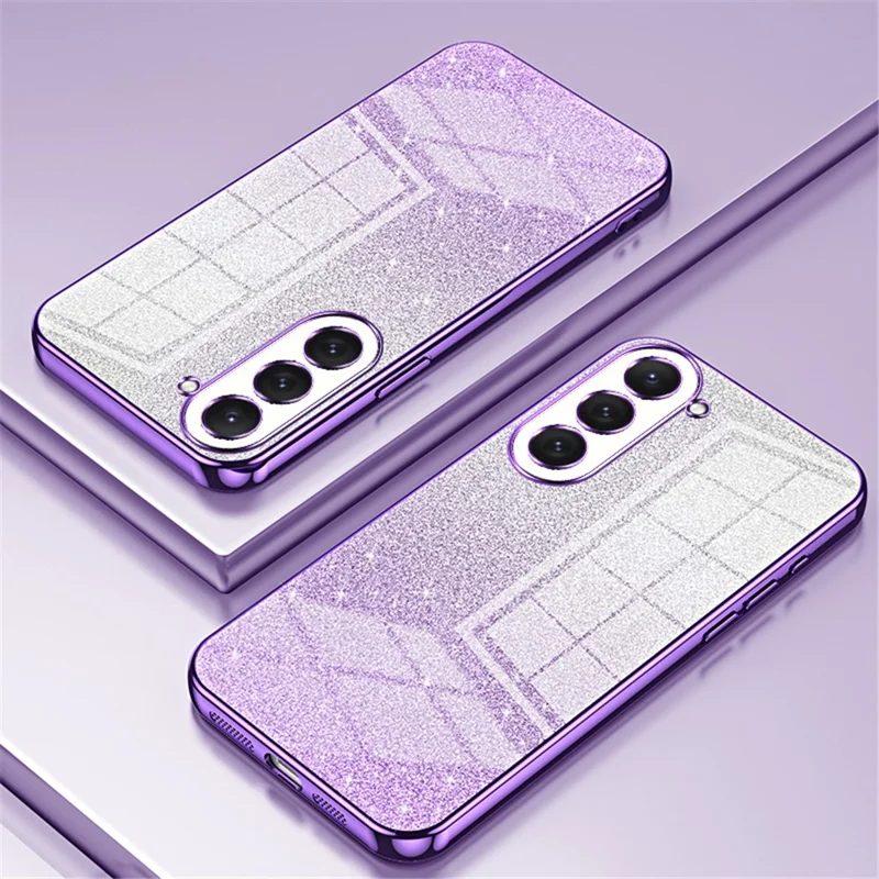 Per Samsung Galaxy S23 Case Slim-Fit Glitter Precise Cutout TPU Cell Phone Protector - Viola