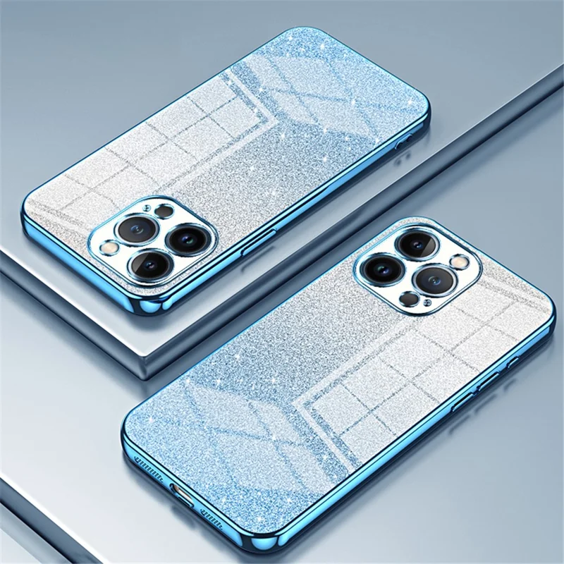 Чехол для iPhone 13 Pro с точными вырезами, электрохромным градиентным блестящим TPU-покрытием - синий