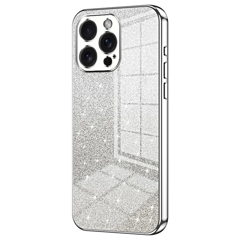 Per iPhone 15 Pro Max Custodia per cellulare Taglio preciso Copertura TPU Elettroplaccatura glitter - Argento