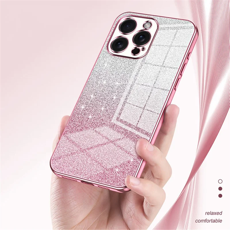 For iPhone 15 Pro Max Cell Phone Case Precise Cutout TPU Electroplating Glitter Cover - Purple