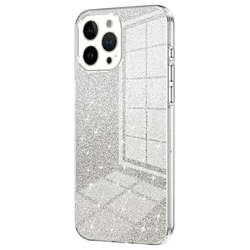 Funda para teléfono móvil para iPhone 13 Pro Max Cortes precisos Recubrimiento electrolítico Gradiente Purpurina TPU - Transparente