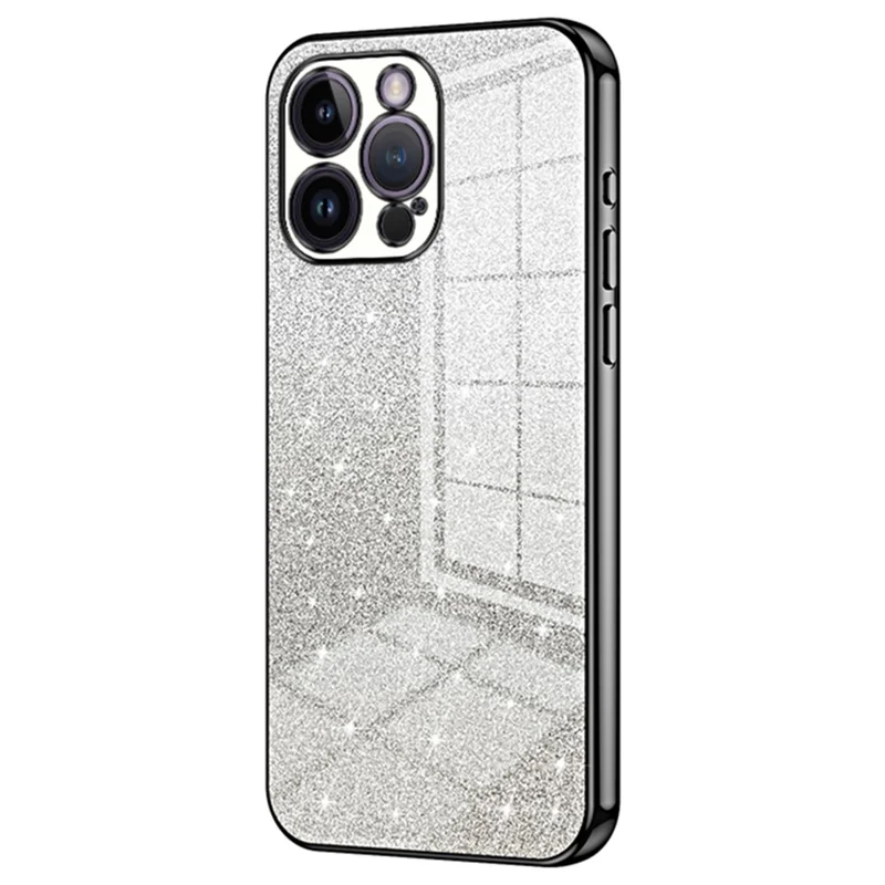 Etui na iPhone 14 Pro Max z precyzyjnymi wycięciami, odporność na upadek, błyszczący pokryty TPU - Czarny