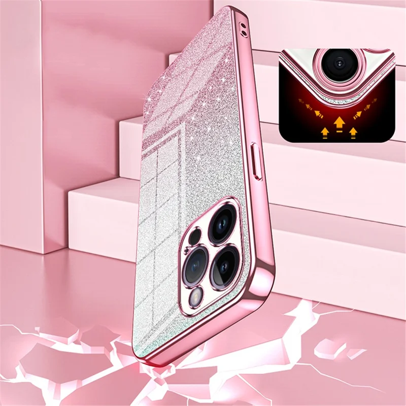 Funda de teléfono celular a prueba de caídas con purpurina TPU - Transparente para iPhone 14 Pro Max