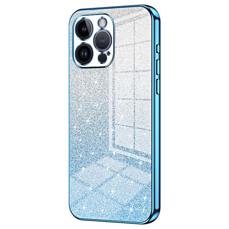 Für iPhone 14 Pro Max Präziser Ausschnitt Handy-Hülle Sturzsicher Glitzer TPU-Hülle - Blau