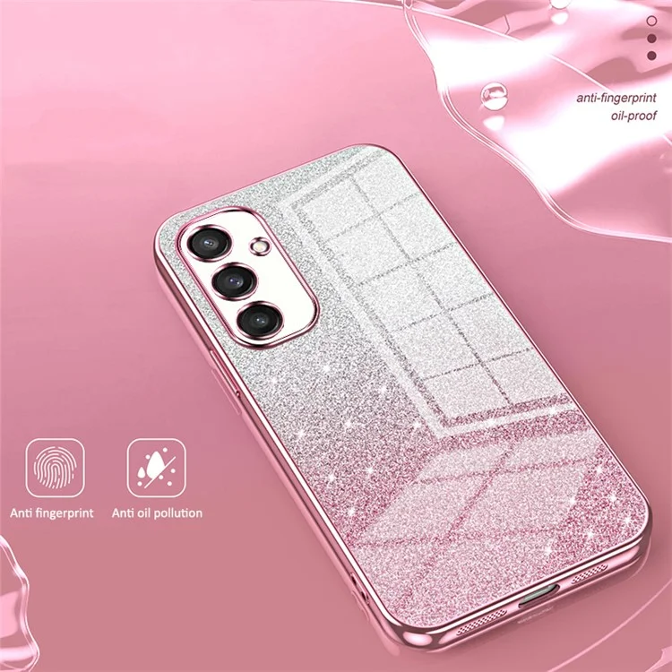 For Samsung Galaxy S24+ Cell Phone Case Precise Cutout TPU Electroplating Glitter Back Cover - Pink