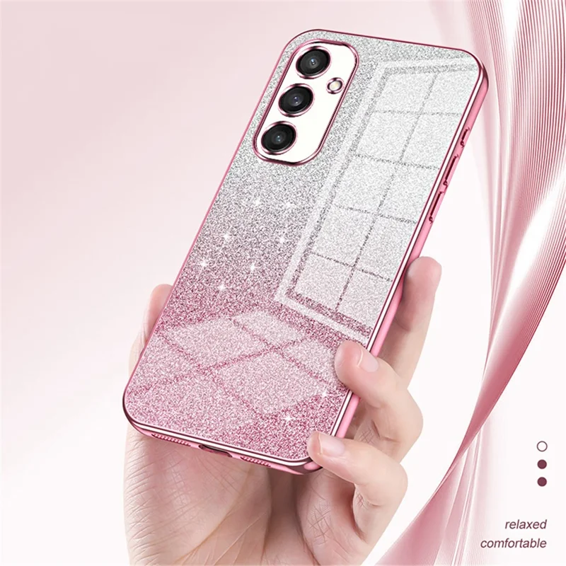 For Samsung Galaxy S24+ Cell Phone Case Precise Cutout TPU Electroplating Glitter Back Cover - Pink