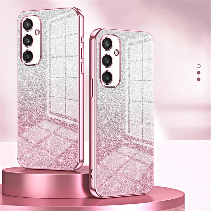 For Samsung Galaxy S24+ Cell Phone Case Precise Cutout TPU Electroplating Glitter Back Cover - Pink