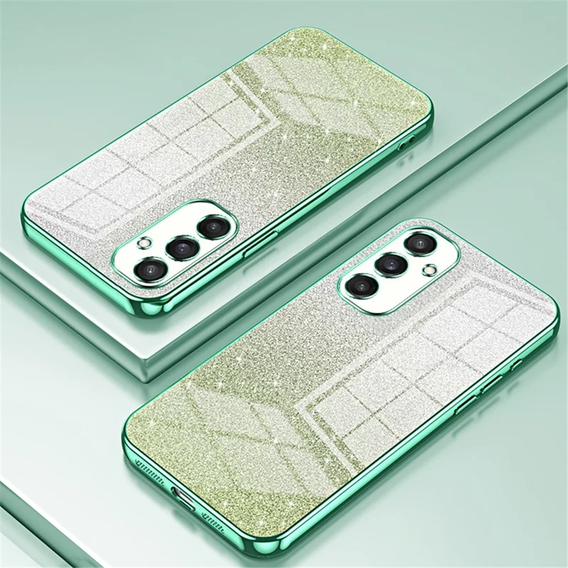For Samsung Galaxy S24+ Cell Phone Case Precise Cutout TPU Electroplating Glitter Back Cover - Green