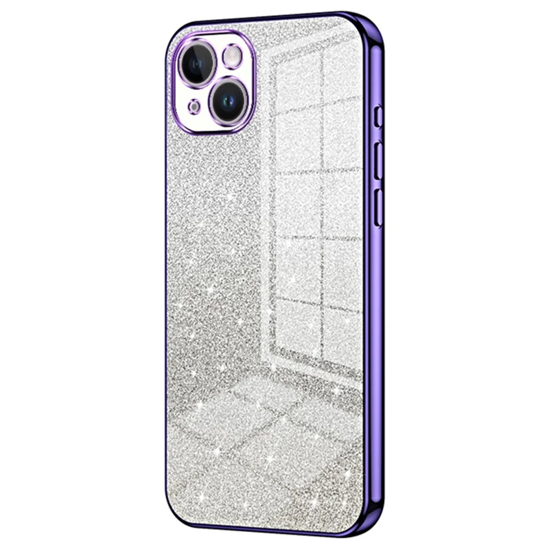 Funda para iPhone 14 Plus Teléfono Celular Glitter Recorte Preciso Cubierta Chapada en Electro TPU - Púrpura