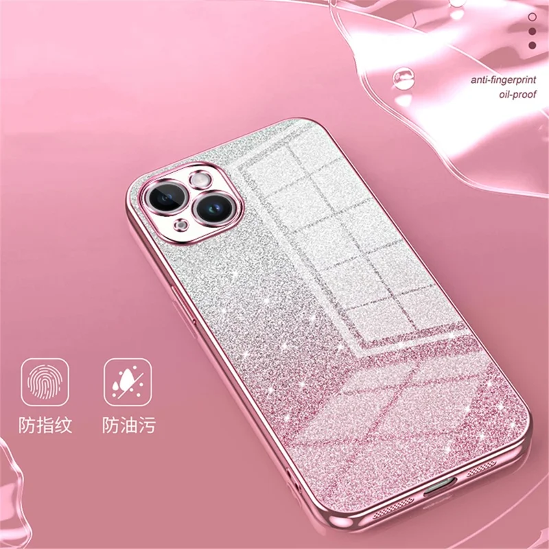 Funda para iPhone 14 Plus Teléfono Celular Glitter Recorte Preciso Cubierta Chapada en Electro TPU - Púrpura