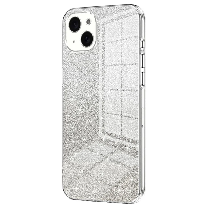 Coque de téléphone pour iPhone 15 Plus, étui antichoc, dégradé pailleté, découpes précises, revêtement TPU - Transparent