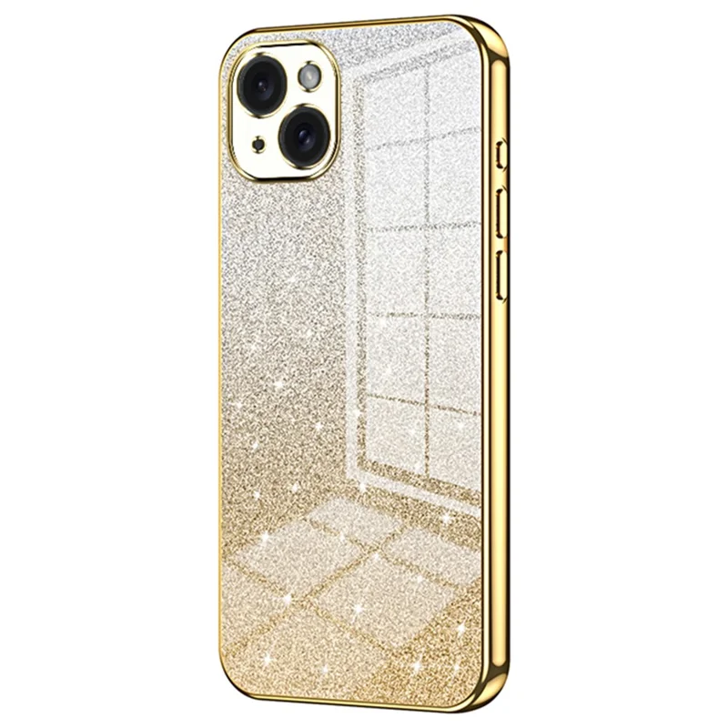 Capa para Celular iPhone 15 Plus Antichoque Brilho Degradê Recortes Precisos Capa TPU - Dourado