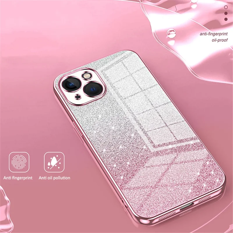 For iPhone 13 Mobiltelefonbeskyttelse med gradient glitzer, præcise udsparinger, TPU-beskyttelsesdæksel - Blå