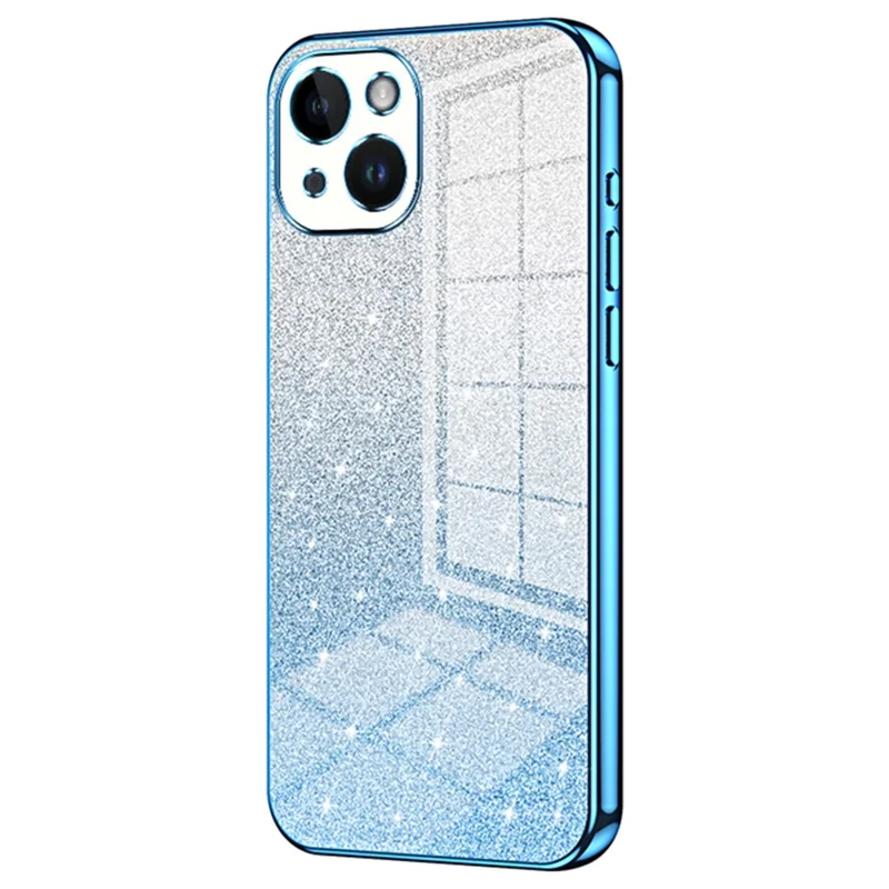 Étui pour téléphone cellulaire iPhone 14 Étui de type Gradient Glitter Découpe précise Couverture arrière en TPU - Bleu
