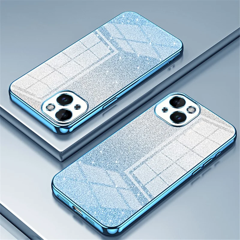 Étui pour téléphone cellulaire iPhone 14 Étui de type Gradient Glitter Découpe précise Couverture arrière en TPU - Bleu