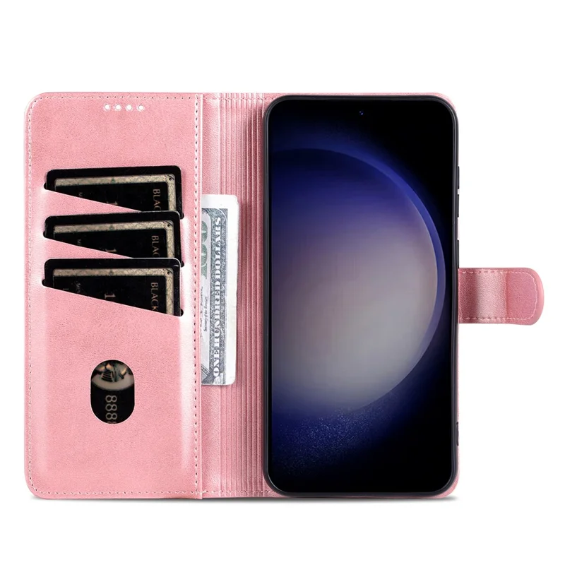 AZNS For Samsung Galaxy A05 4G Cell Phone Case PU Leather Wallet Cover with Stand - Rose Gold