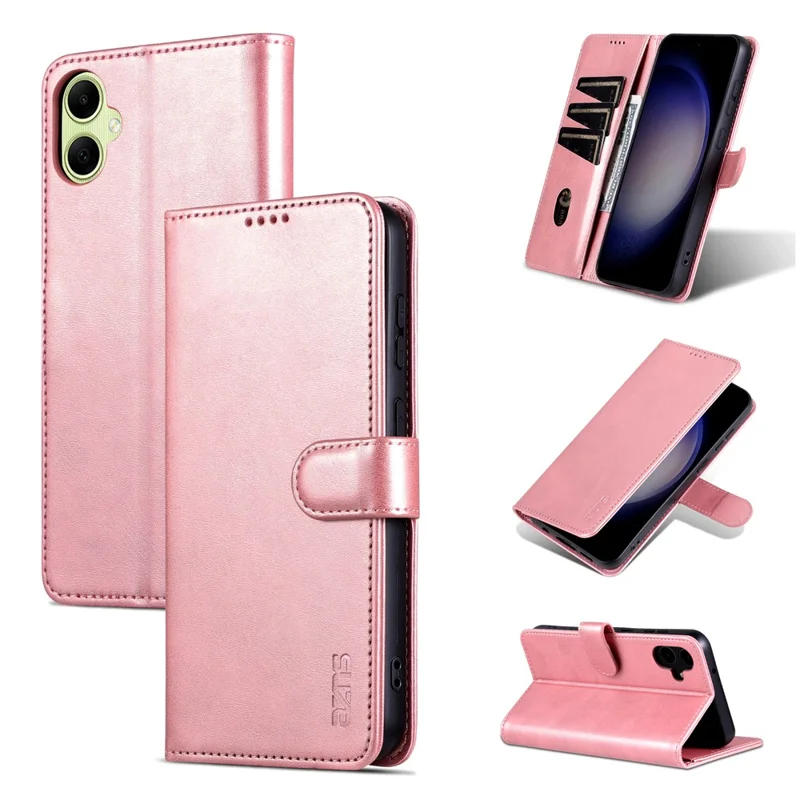 AZNS For Samsung Galaxy A05 4G Cell Phone Case PU Leather Wallet Cover with Stand - Rose Gold