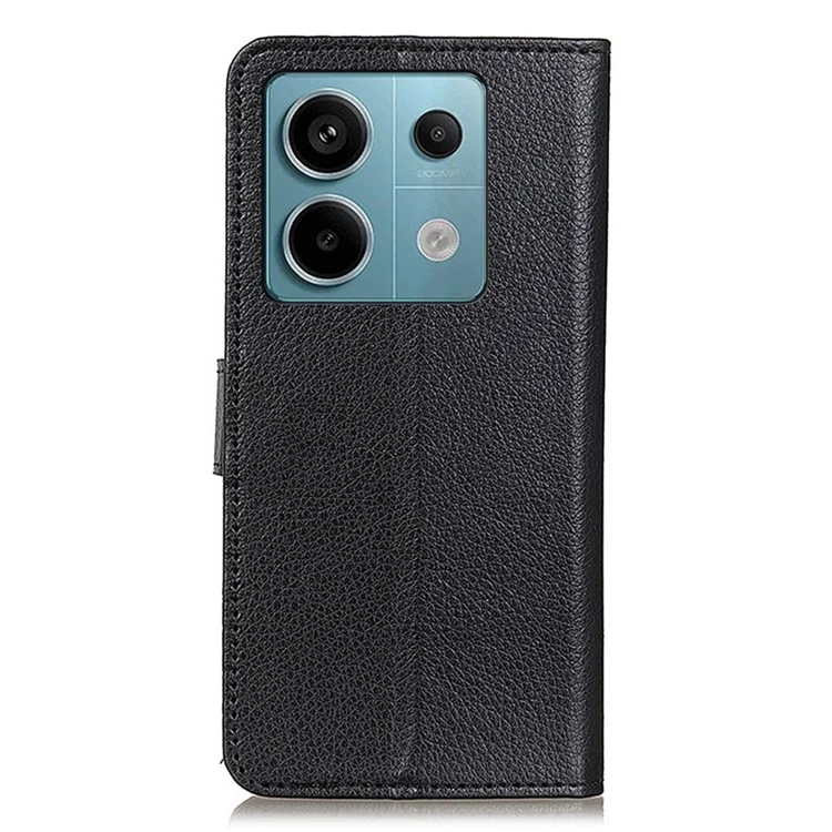 Per Xiaomi Redmi Note 13 Pro 5G / Poco X6 5G Custodia per cellulare Trama Litchi Flip Stand Custodia in pelle - Nero