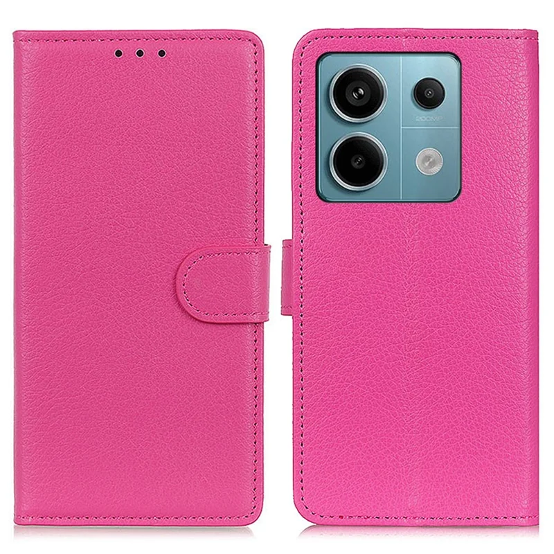 For Xiaomi Redmi Note 13 Pro 5G / Poco X6 5G Cell Phone Case Litchi Texture Flip Stand Leather Cover - Rose