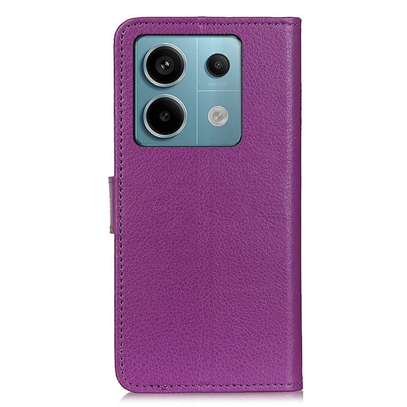For Xiaomi Redmi Note 13 Pro 5G / Poco X6 5G Cell Phone Case Litchi Texture Flip Stand Leather Cover - Purple