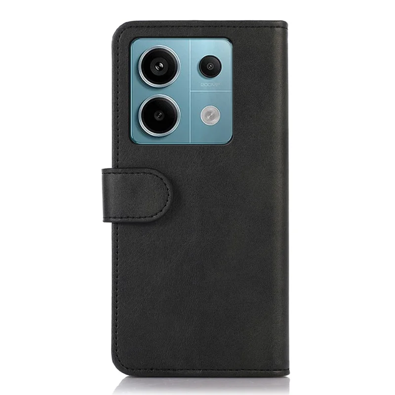 Para Xiaomi Redmi Note 13 Pro 5G / Poco X6 5G Case Cowhide Texture Foldable Stand Leather Cover - Preto