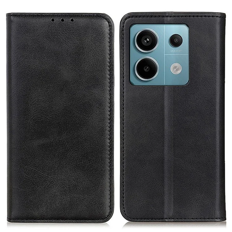 Для Xiaomi Redmi Note 13 Pro 5G / Poco X6 5G Чехол для сотового телефона Раскол Кожаный бумажник Анти-падение Крышка - Черный
