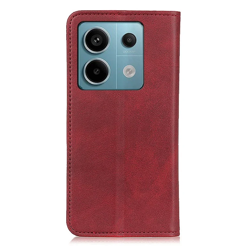 For Xiaomi Redmi Note 13 Pro 5G / Poco X6 5G Cell Phone Case Split Leather Wallet Anti-fall Cover - Red