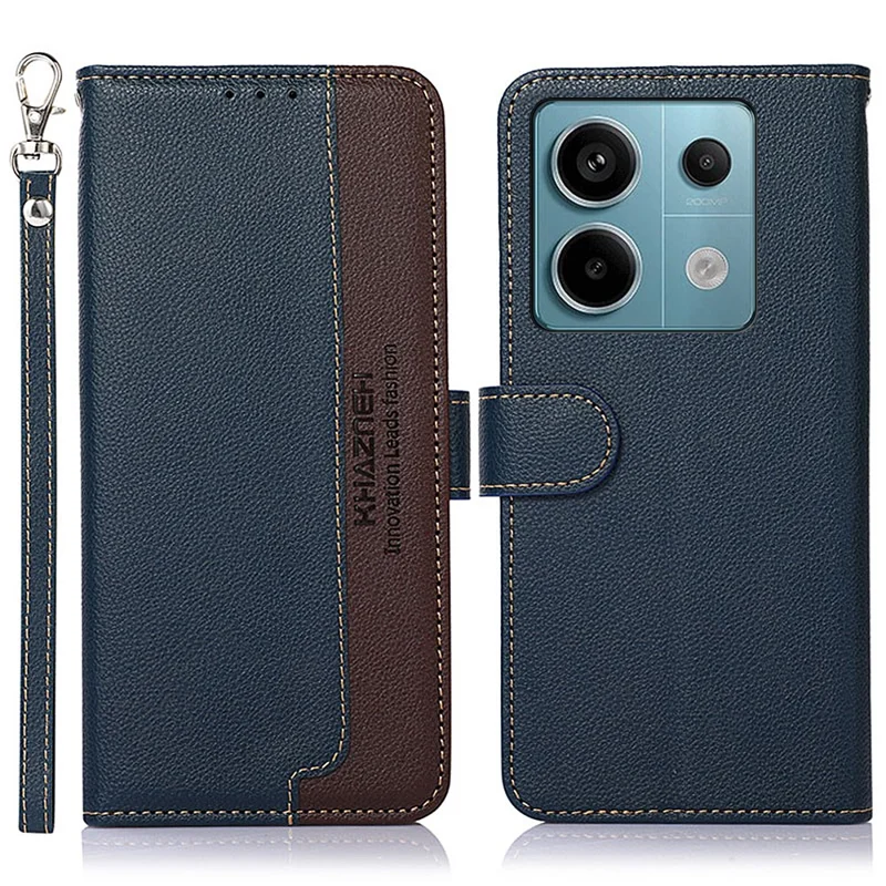 KHAZNEH For Xiaomi Redmi Note 13 Pro 5G Cell Phone Cases RFID Blocking Leather Cover - Blue