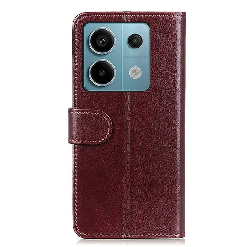 For Xiaomi Redmi Note 13 Pro 5G / Poco X6 5G Cell Phone Cases Crazy Horse Texture PU Leather Cover - Brown