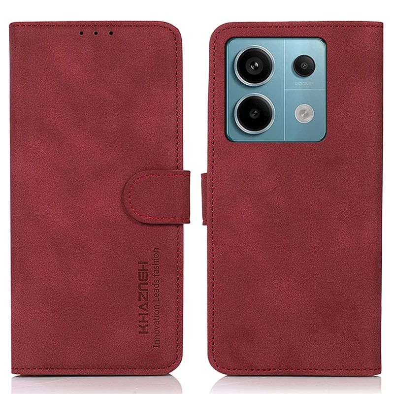KHAZNEH For Xiaomi Redmi Note 13 Pro 5G / Poco X6 5G Cell Phone Case PU Leather Wallet Flip Cover - Red