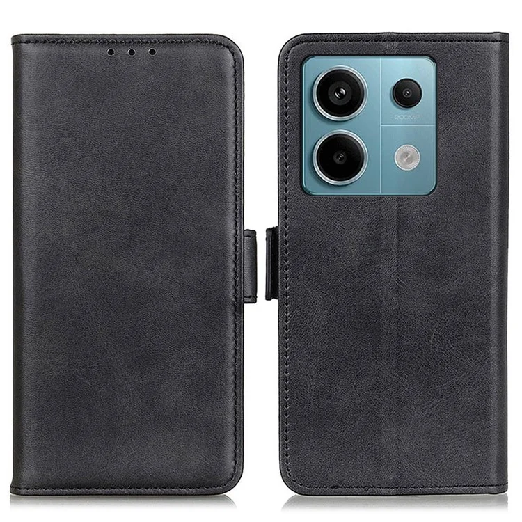 For Xiaomi Redmi Note 13 Pro 5G / Poco X6 5G Cell Phone Case Magnetic Clasp Leather Stand Cover - Black