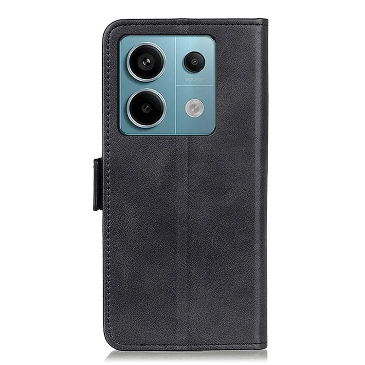 For Xiaomi Redmi Note 13 Pro 5G / Poco X6 5G Cell Phone Case Magnetic Clasp Leather Stand Cover - Black