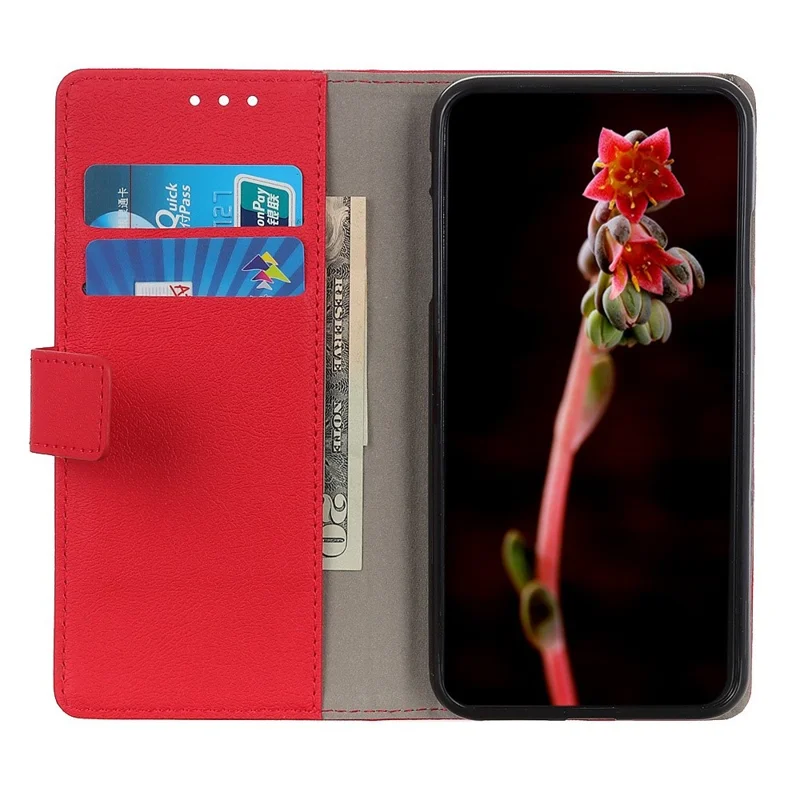 For Xiaomi Redmi Note 13 Pro+ 5G Cell Phone Cases Drop Resistant PU Leather Cover - Red